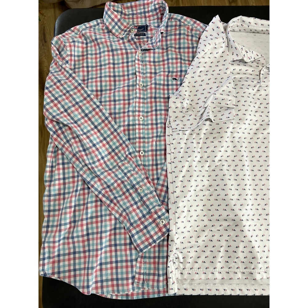 Vineyard Vines‎ Shirt Bundle/2 Mens M Multicolor Plaid Tucker & Sailboat Polo - Picture 6 of 16